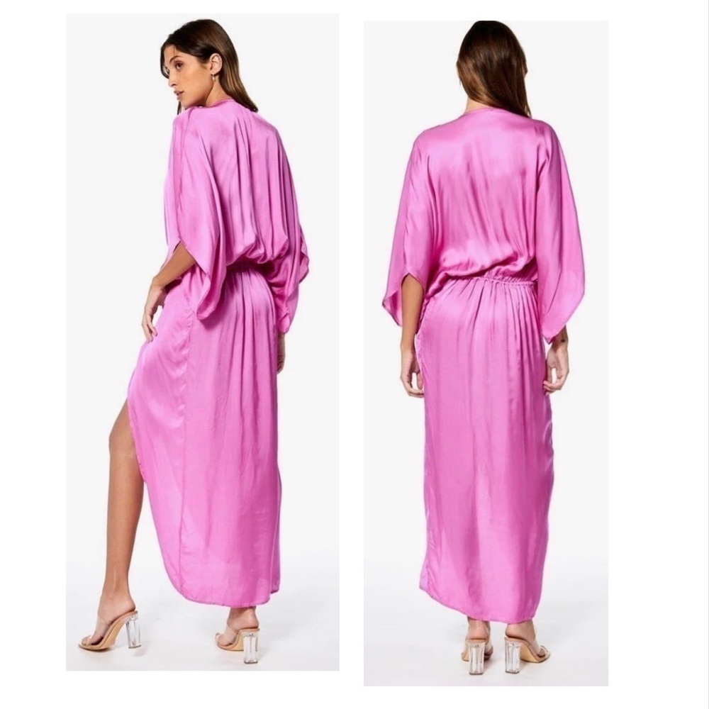 YOUNG FABULOUS & BROKE YFB Siren Maxi Kimono Kaftan Silky Dress size small - Picture 3 of 6